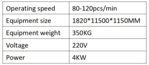 Technical parameters for automatic outer ear-loop welding machine for pleated masks