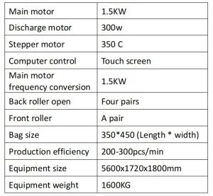 automatic dual lane plastic flat bag making machine technical specifications