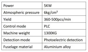 Technical information image for automatic round cosmetic cotton pad die-cutting machine